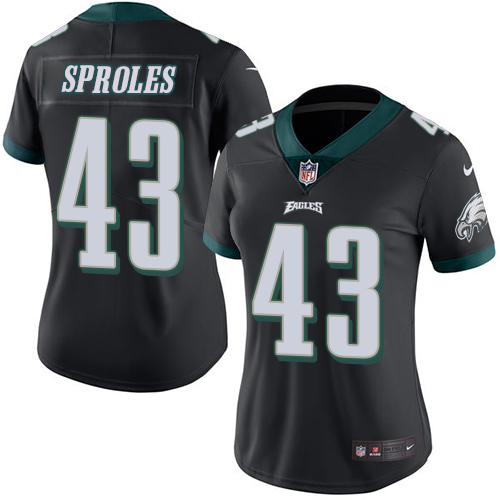 Women's Limited Darren Sproles Nike Jersey Black - #43 Rush NFL Philadelphia Eagles